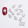 Silver alloy turtle nail charms with white pearls and flat back base, 8x10mm size - Silver Pearl Turtle (2218)