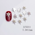 Octagon snowflake nail charms with colorful rhinestones on a 7.5x11mm alloy base - Aurora Iridescent Snowflake Star (2211)