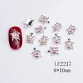 Silver turtle nail art charm with rainbow rhinestones, size 8x10mm, model LF2217 - Silver Aurora Turtle (2217)