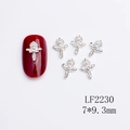 Silver flower nail charm with pearl and rhinestones 7x9.3mm cross style LF2230 - Silver Pearl Cross Style (2230)