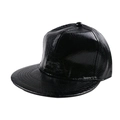 Gorra de béisbol hip hop con visera plana en cuero sintético negro con textura de serpiente - 56-60cm Ajustable / Negro