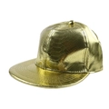 Gorra de béisbol hip hop de cuero sintético dorado con patrón de serpiente y visera plana - 56-60cm Ajustable / Dorado