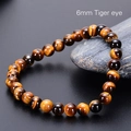 6mm natural yellow tiger eye beaded bracelet with golden chatoyancy on elastic cord - Yellow Brown Tiger Eye / 6mm