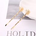 Golden starfish and seashell hair pins for women with ocean theme aesthetic design - Starfish Conch Shell Pair