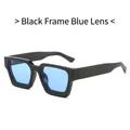 Gafas de sol de montura cuadrada negra gruesa con lentes azules transparentes - Negro Brillante Azul