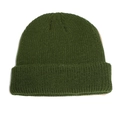 Army green docker cap with rib-knit texture and roll cuff for winter warmth - Army Green