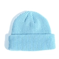 Sky blue knit docker cap with ribbed texture for winter warmth and casual style - Sky Blue