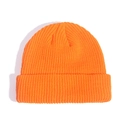 Classic orange knit brimless beanie cap for winter featuring premium ribbed texture - Light Orange