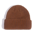 Caramel brown ribbed knit docker cap for winter featuring classic chunky wool texture - Coffee