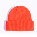 Fluorescent orange winter knit beanie featuring classic thick rib texture for warmth - Dark Orange