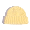 Pale yellow knit beanie hat with classic ribbed texture for autumn and winter warmth - Light Yellow
