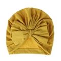 Cappello a turbante giallo senape per neonato con grande fiocco, soffice cotone pettinato - Curcuma