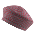 Classic red plaid beret featuring a vibrant Scottish tartan pattern with fine fabric texture - 58cm / Red
