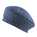 Classic blue plaid beret hat with Scottish checkered pattern and thick wool blend texture - 58cm / Blue