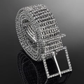 Cintura di lusso argento a dieci file di strass con fibbia quadrata da donna elegante - Stile a 8 Righe / Argento
