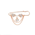 Rose gold butterfly brooch with heart pendant and double layered crystal tassels - No. 17-Rose Gold Butterfly Tassel Heart