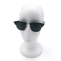 Classic semi-rimless sunglasses with black top frame and dark green lenses on mannequin - Foam Mannequin Head (YCSM004) / OPP Bag Packaging / White