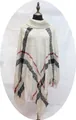 Winter Plaid Poncho Pullover in Beige mit rot-schwarzen Karos und Fransensaum Details - Einheitsgröße / Beige Rot und Schwarz Kariert