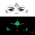Luminous face rhinestones YJ-09 showing day iridescent and night green glow effects - YJ-09