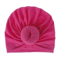 Soft hot pink pleated turban hat with a stylish donut knot detail for women or babies - One Size / Rose Red
