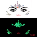 Luminous Halloween face jewels YJ-07 showing day iridescent and night green glow effect - YJ-07