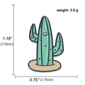 Grüne Cartoon-Kaktus-Anstecknadel aus Metall mit Smiley, Maße 3,0 cm x 1,9 cm, Gewicht 3,5 g - Lächelnder Kaktus (A00282)