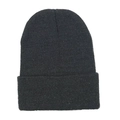 Classic black ribbed knit beanie hat with fold-over cuff for winter warmth and style - One Size / Black