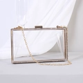 Transparent acrylic crossbody box bag with gold metal frame and detachable chain strap - 18cm*5cm*11cm / Clear
