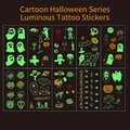 Luminous Halloween tattoo stickers featuring spooky ghosts, pumpkins and bats - Y001-010 Glow in Dark Halloween Tattoos