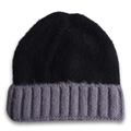 Bonnet en maille bicolore noir et gris pour enfants style hivernal chaud et épuré - Chapeau pour enfant / Noir + Revers Gris