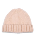 Warm apricot knitted beanie for toddlers featuring soft mohair texture and ribbed cuff - Beige