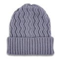 Gorro de punto gris con textura ondulada y dobladillo ancho para el invierno cálido - Gris