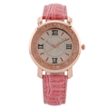 Elegant ladies watch with pink crocodile leather strap and rose gold Roman dial - Pink