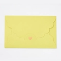 Lime green pearlescent envelope with scalloped edges and pink heart closure detail - Pearlescent Star Green