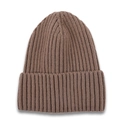 Gorro de punto acanalado marrón café para niños pequeños con diseño de dobladillo - Caqui
