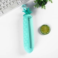 Mint green silicone pencil case with pineapple leaf design and anti-slip texture - Pineapple Green