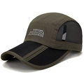 Foldable mesh baseball cap in army green and black with embroidered logo detail - Adjustable / Army Green