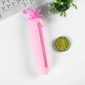 Pink pineapple silicone pencil case with zipper and leaf detail for students - Pineapple Pink