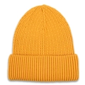 Winter knit beanie in vibrant mustard yellow with soft ribbed texture and folded cuff - Yellow