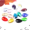 Faceted teardrop crystal pendants in vibrant colors for DIY jewelry making and crafts - 13x22mm / Multicolor