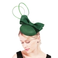 Cappellino vintage verde fatto a mano con fiocco grande per eventi e cerimonie - Verde