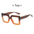 Oversized square blue light blocking glasses in gradient tea and orange colors - Tea Gradient Frame