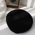 Breathable black knitted beret hat for women with fine textured weave and round top - M (56-58cm) / Black
