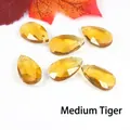 Faceted tiger amber teardrop crystal pendants for DIY jewelry making and crafts - 13x22mm / Medium Amber