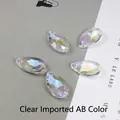 Faceted teardrop crystal bead with iridescent AB coating for DIY jewelry making - 9x16mm / Imported Colorful