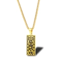 Collana con pendente talismano taoista in acciaio al titanio dorato e catena a scatolina - Oro (Lunghezza catena 60cm)