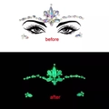 Luminous face jewels with floral pattern glowing in green for festival parties - YG-09