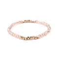 Elastic beaded bracelet featuring champagne faceted crystal and gold square copper beads - Light Yellow