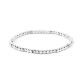 Elastic beaded bracelet with small silver-tone square metal beads on white background - Silver