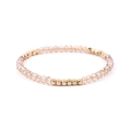Elastic Miyuki beaded bracelet with champagne faceted crystals and gold square accents - Brown